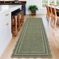 thumbnail image 4 of Garvee 2'x6' Scalloped Washable Runner Rug Solid Border Carpet with Non Slip Backing, Soft Low Pile Rug for Hallway Bedroom Kitchen, Green, 4 of 9