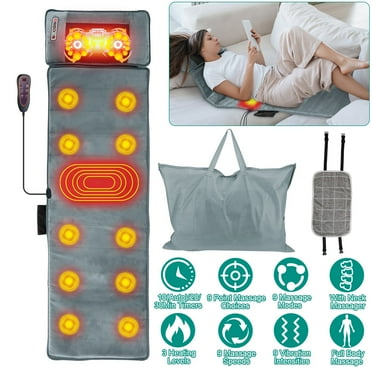 Zorpupoa 1Pc Full Body Massage Mat with Heat 10 Motors Full Body Vibration Pad for Neck Back Anti-Slip Timer Home/Office/Car Use