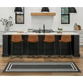 thumbnail image 3 of Washable Skid-Resistant Runner Rug, Border, Dark Grey and White, 26" x 96", 3 of 8