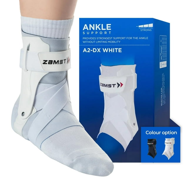 Tobillera Zamst A2-DX blanca para deportes, derecha, mediana