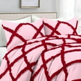 thumbnail image 2 of D.N.G. BEDDINGS 5 Piece Luxury Two Tone Diamond Ruffle Pattern Comforter Set Premium Super Soft, All Season 800 Thread Count, 100% Egyptian Cotton, Full/Queen Size Light Pink-Red Color, 2 of 4