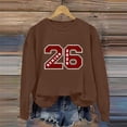thumbnail image 2 of Chandail en Molleton Col Rond Femme Basique Automne Chandail avec Imprimé Lettre Col Rond Superposition Confort Café TG, 2 of 7