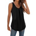 thumbnail image 2 of Baqcunre Tank Tops Women's Fashion Solid Round Neck Swallowtail Sleeveless Top Going Out Tops Plus Size Tops Black L, 2 of 9
