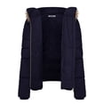 thumbnail image 4 of BodiLover, Women's, Winter Quilted Puffer Short Coat Jacket Plus Sizewith Removable Faux Fur Hood and Zipper, Navy, 3X, 4 of 4