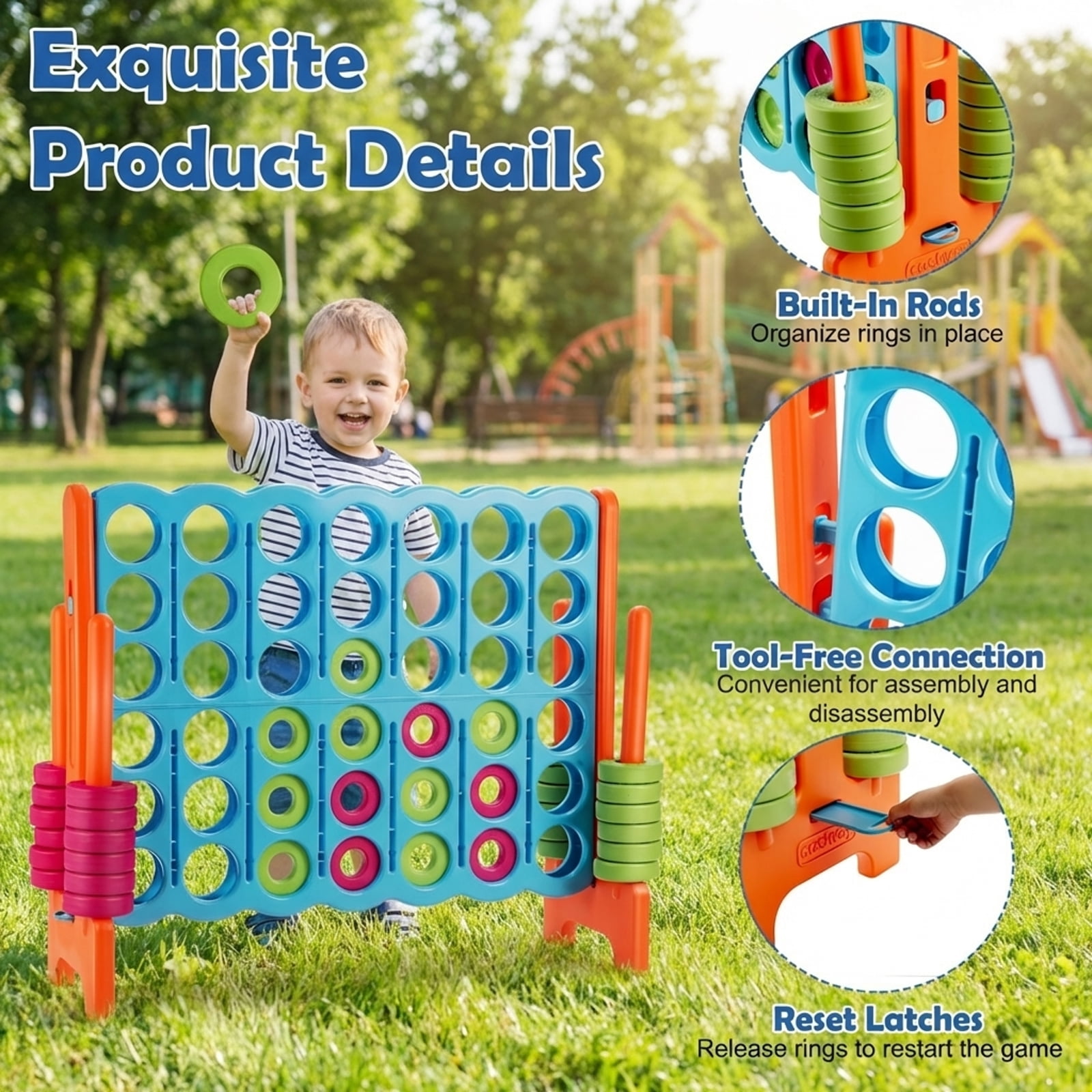 Redsmile 4 in A Row 4-to-Score Giant Jumbo Game Set for Family Party Holiday Multicolor - Outdoor Backyard Lawn Party Game for Kids Adults