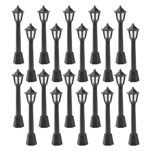 FELTECHELECTR Miniature Street Lamp Posts Light Up 20Pcs Black for DIY Accessory and Gifting