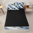 thumbnail image 4 of Homewish Boho Spiral Swirl Zipper Twin Comforter Sets with Fitted Sheet and 2 Pillowcases,Abstract Geometric Zipper Bedding Set,Navy,Black Reversible,4pcs, 4 of 8