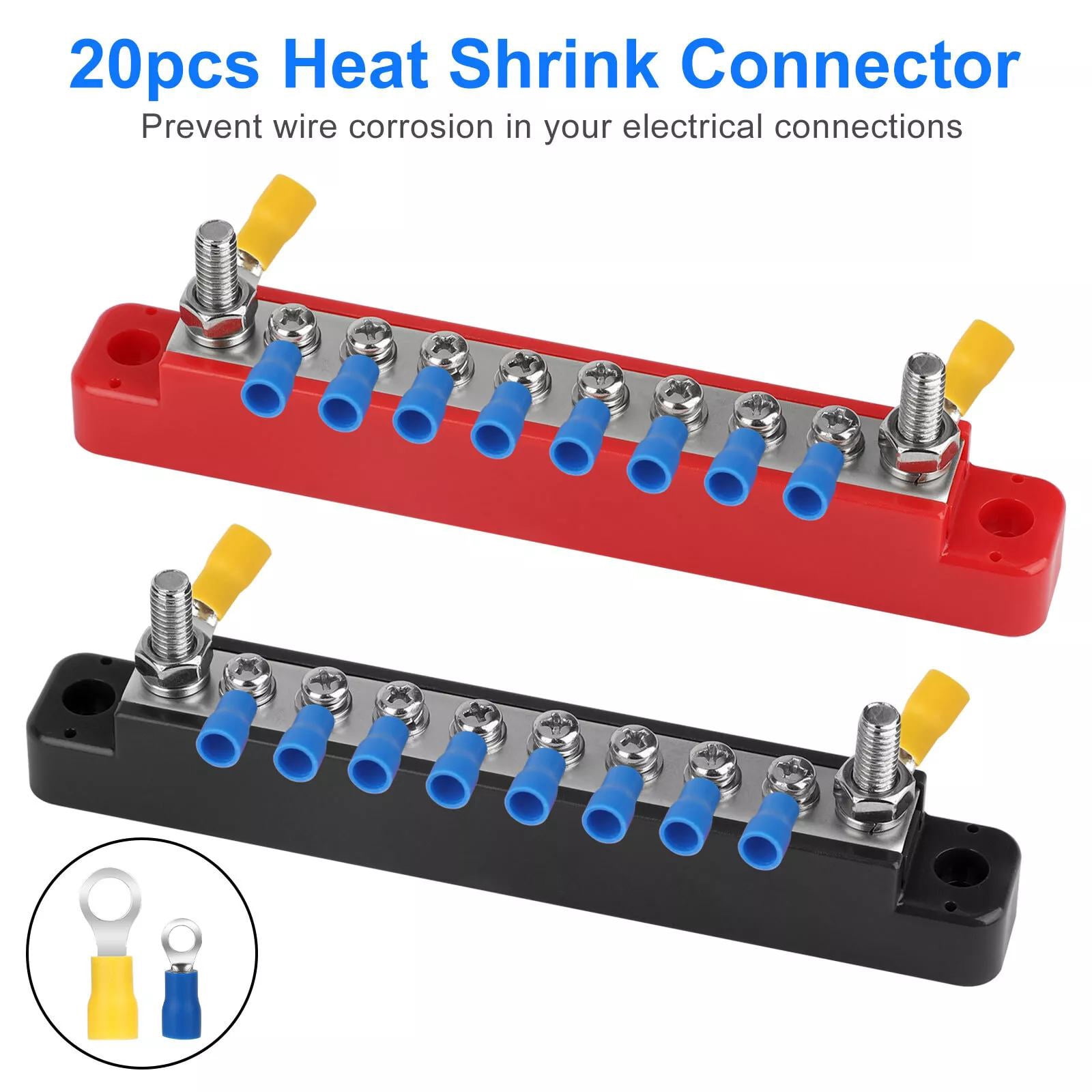 GUYUTING Power Distribution Bus Bar Terminal Block Kit 12V Red Black 130A 150A 300V 48V for Automotive Marine RV Truck Boat Wiring