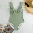 thumbnail image 2 of Lovskoo 2024 Women's One Piece Swimsuits Sleeveless Solid Bandage Trendy Sexy Bra Beach Bikini Set Swimsuit Beachwear Swimwear Bikinis Mint Green-M, 2 of 5