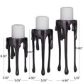 thumbnail image 4 of CosmoLiving by Cosmopolitan Contemporary Aluminum 3D Melting Candle Design Candle Holder, Set of 3 12" 10" 8" with Glossy Metallic Black Finish, 4 of 12