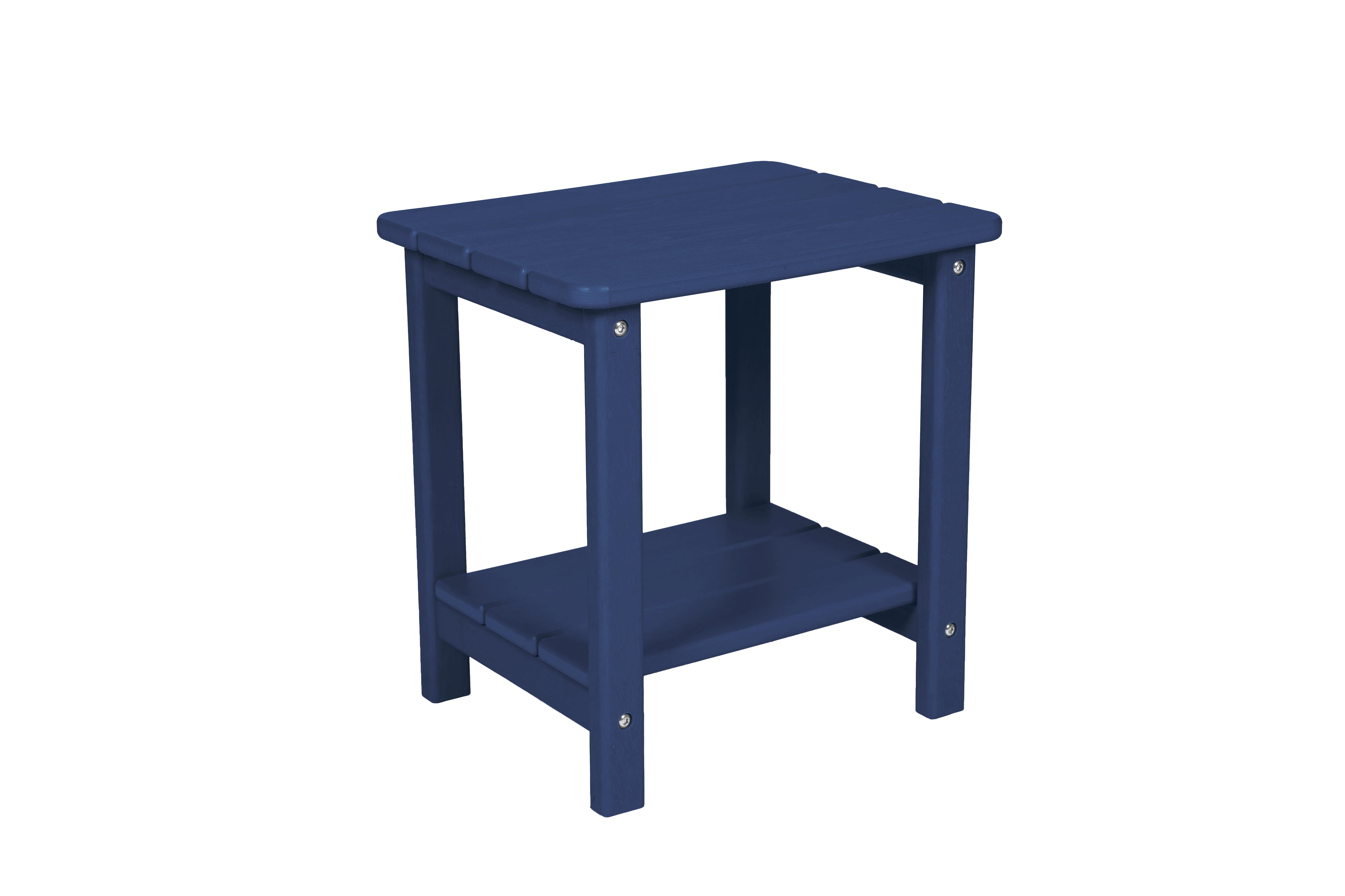 3 Piece Rocking Chair Set, Wood Texture Rocking Furniture with Side Table for Patio Backyard Leisure Area, Navy Blue