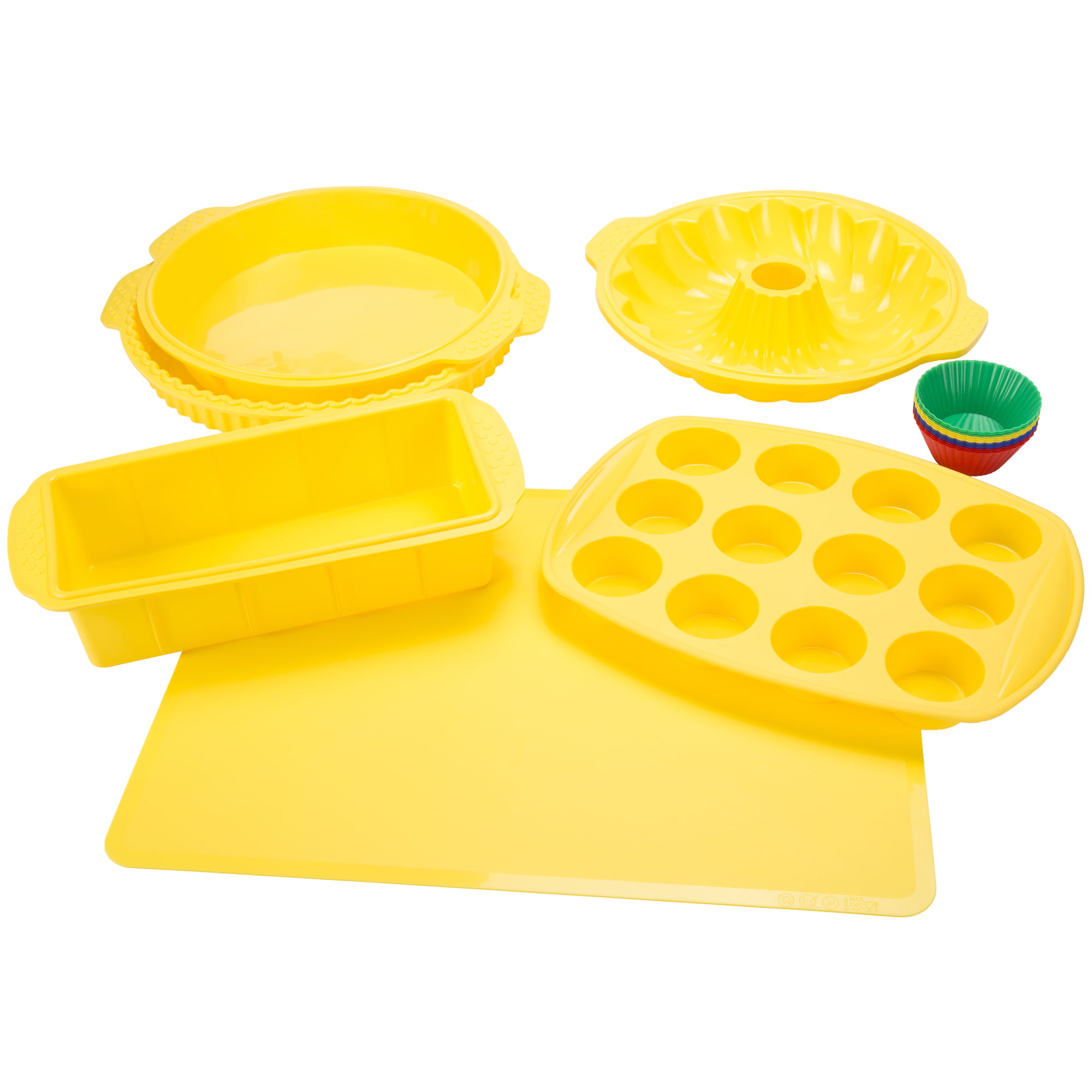 18-Piece Set including Cupcake Molds Muffin Pan Silicone Bakeware Set Bundt Pan Baking Supplies by Classic Cuisine Cookie Sheet Bread Pan 