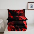 thumbnail image 4 of Flower Bedding Full Size Women Couple,Rose Blossom Comforter Set,Red Black Floral Down Comforter,Romantic Valentine Day Duvet Insert with 2 Pillow Cases Bedroom Decor, 4 of 6