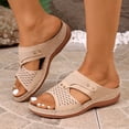 thumbnail image 4 of CYMMPU Women's Hollow Rivet Wedge Slide Sandals, Open Toe Cutout Platform Slip On Slippers, Casual Summer Daily Walking Shoes Beige 41, 4 of 9