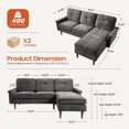 thumbnail image 3 of XIZZI 87" Modular Sectional Sofa Couch with Reversible Chaise, Mid Century Modern Comfy L Shaped Couches, 3-Seater Indoor Convertible Sofas for Living Room, Dark Gray, 3 of 9