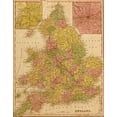 thumbnail image 2 of Vintage Maps 20x24 White Modern Wood Framed Museum Art Print Titled - England 1844, 2 of 4