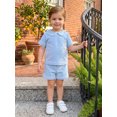 thumbnail image 4 of Loicainy Baby Toddler Boy Summer Clothes Set 6 12 18 24 Months 2T 3T 4T Short Sleeve Doll Collar Tops Elastic Shorts Outfits, 4 of 9
