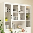 thumbnail image 2 of KULAGAGA Large Bookcase Display Cabinet with Glass Door, 6-Door Kitchen Pantry Storage Cabinet with 3 Drawers and Open Shelf for Living Room, White, 2 of 8
