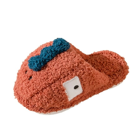 

Kids Fashion Shoes Fashion Cute Autumn And Winter Boys And Girls Slippers Flat Bottom Light Soft And Comfortable Warm Solid Color Cartoon Dinosaur