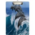 thumbnail image 1 of FMSHPON Four Beautiful Dolphins Jumping Over Breaking Wave Clipboard Hardboard Wood Nursing Clip Board and Pull for Standard A4 Letter 13x9 inches, 1 of 6