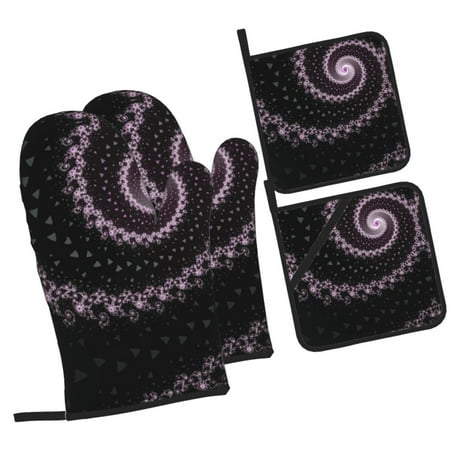 

ZICANCN Oven Mitts and Pot Holders Sets Fractal Spiral Purple Baking Sets Kitchen Heat Resistant 4 Pieces