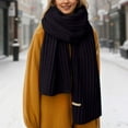 thumbnail image 2 of Wdgfv Winter Knit Scarfs Womens Thick Warm Knit Scarves Soft Long Knitted Scarf for Outddor Men & Women Black One Size, 2 of 6