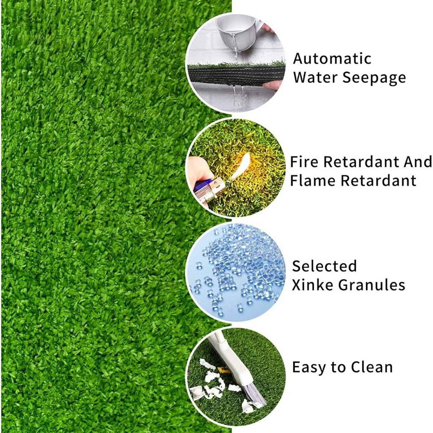 6FT*20FT Artificial Turf, Mat with Drainage Holes. Fake Grass with Rubber Backing, Ideal for Indoor/Outdoor Pet Areas, Garden, Lawn, Patio & Balcony Decor (Grass height 0.6 inches/1.5cm)