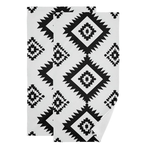 Black Squares on White Background Hand Towel Absorbent Bath Towels for Bathroom Sports Gym 28" x 14" Set of 2