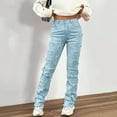 thumbnail image 5 of Hfolob Womens Jeans Women Denim Embroidered Straight Leg Pants Stretch Patch Denim Stacked Straight Leg Jeans For Women Trendy, 5 of 7