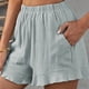 thumbnail image 4 of Pantalones cortos casuales de mujer Verano con dobladillo con volantes Algodón Lino Sólido ANGGREK  Otros, 4 of 6
