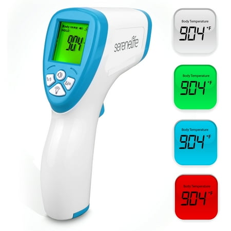 SereneLife Infrared Digital Thermometer - Touchless Thermometer for Adults and Kids with LCD Display, Fever Alarm, and Memory Recall