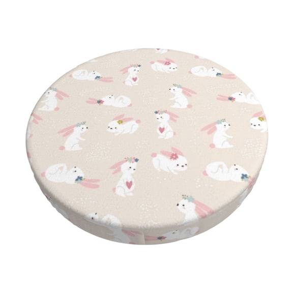 Kdxio Beautiful Rabbit Print Stool Covers Round,Stretch Round Bar Stool Covers Washable Bar Stool Cushion Slipcover for 12-15 Inch Chair