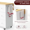 thumbnail image 4 of Walsunny 40" Kitchen Islands Carts with Storage Drop Leaf Countertop on Wheels Rolling Microwave Utility Carts with 3 Drawers 1 Storage Cabinets,White, 4 of 9
