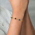thumbnail image 3 of 18K Yellow Gold Plated Red Garnet and Blue Created Sapphire and White Moissanite Tennis Bracelet for Women | 5.06 Cttw | Gemstone January Birthstone | Round 6MM | Fully Adjustable up to 9 inch, 3 of 3