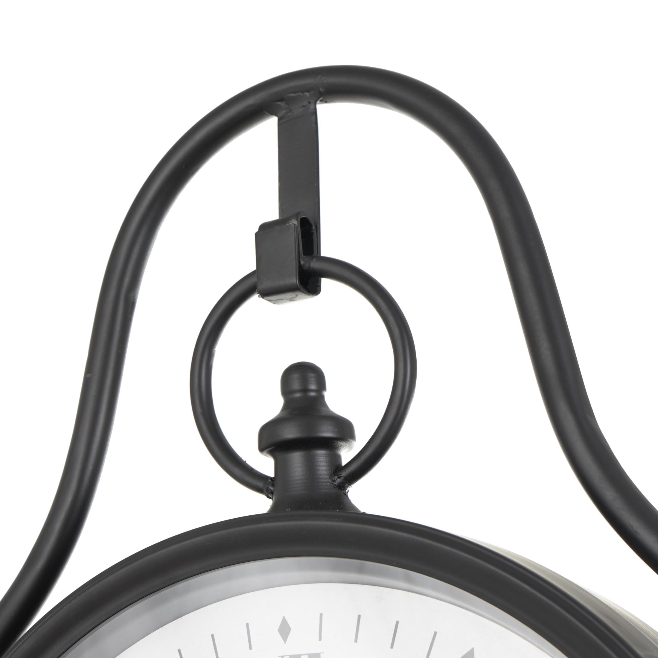 DecMode 81" Black Metal Double Sided Clock with Cone Shaped Base
