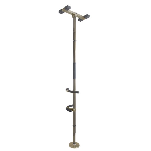Signature Life Sure Stand Pole, Elderly Tension Mounted Floor to Ceiling Transfer Pole, Bathroom Safety Grab Bar and Stability Rail with Adjustable Curve Hand Grips and Padded Handle, Deep Bronze