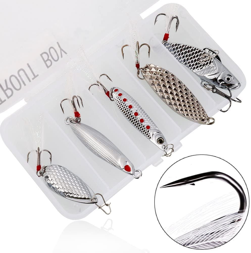 Sougayilang Fishing Lure Spinnerbaits 5Pcs Spinner Baits Kit for Trout Bass  Salmon-Type 3