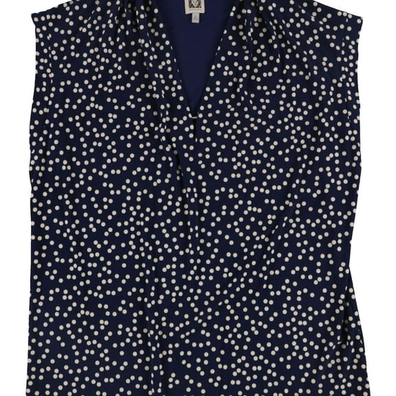 Anne Klein Womens Polka Dot Pullover Blouse, Blue, X-Large