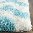 thumbnail image 4 of SAFAVIEH Barcelona Carmella Chevron Stripes Shag Area Rug, Ivory/Blue, 5' x 5' Round, 4 of 6