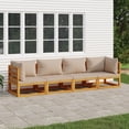 thumbnail image 1 of vidaXL 4 Piece Garden Lounge Set with Taupe Cushions Solid Wood, 1 of 5