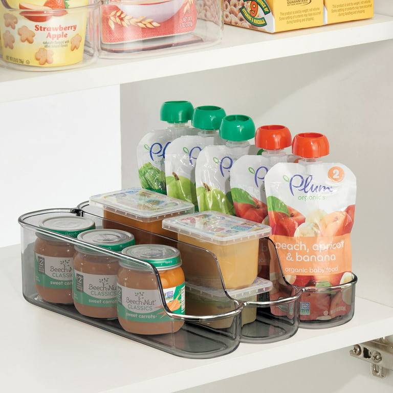 mDesign Small Plastic Baby Food Storage Bin, 3 Compartments - Smoke Gray 