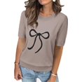 thumbnail image 1 of Arach&Cloz Women's V-Neck Short Sleeve Special Rib Knitted Pattern Casual Tops Sweater Spring Summer 2025, 1 of 7