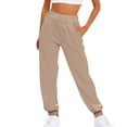 thumbnail image 1 of Ladies' Drawstring Fleece Sweatpants - High Waist, Floor-Length, Casual Comfort with Elastic Cuff, Perfect for Loungewear - All Sizes, 1 of 3