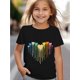 thumbnail image 1 of Camiseta de punto de manga corta con estampado de corazones para niños, transpirable y elástica, con cuello redondo, ideal para deportes al aire libre, ropa informal, camiseta de verano., 1 of 7