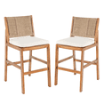 thumbnail image 5 of Tcbosik Outdoor Wooden Barstools Set of 2, Counter Height Stool with Seat Cushions & Wicker Back for Backyard, Garden, Deck, Porch, Cream & Light Brown, 5 of 9