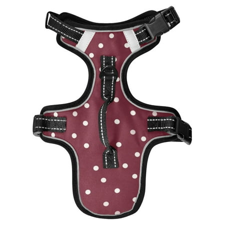 Pet Vest For Walking With Handle Adjustable Reflective Dog Cat Harness Burgundy Polka Dot