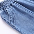 thumbnail image 2 of DJskiyers Boys Girls Demin Pants Kids Soft Cotton Jeans Elastic Waist Casual Jeans Drawstring Loose Jeans Trendy Trousers for 3-13 Years, 2 of 8