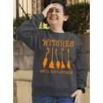 thumbnail image 3 of Witches Gotta Have Options Halloween Broom Crewneck Sweatshirt, M, Charcoal, 3 of 6