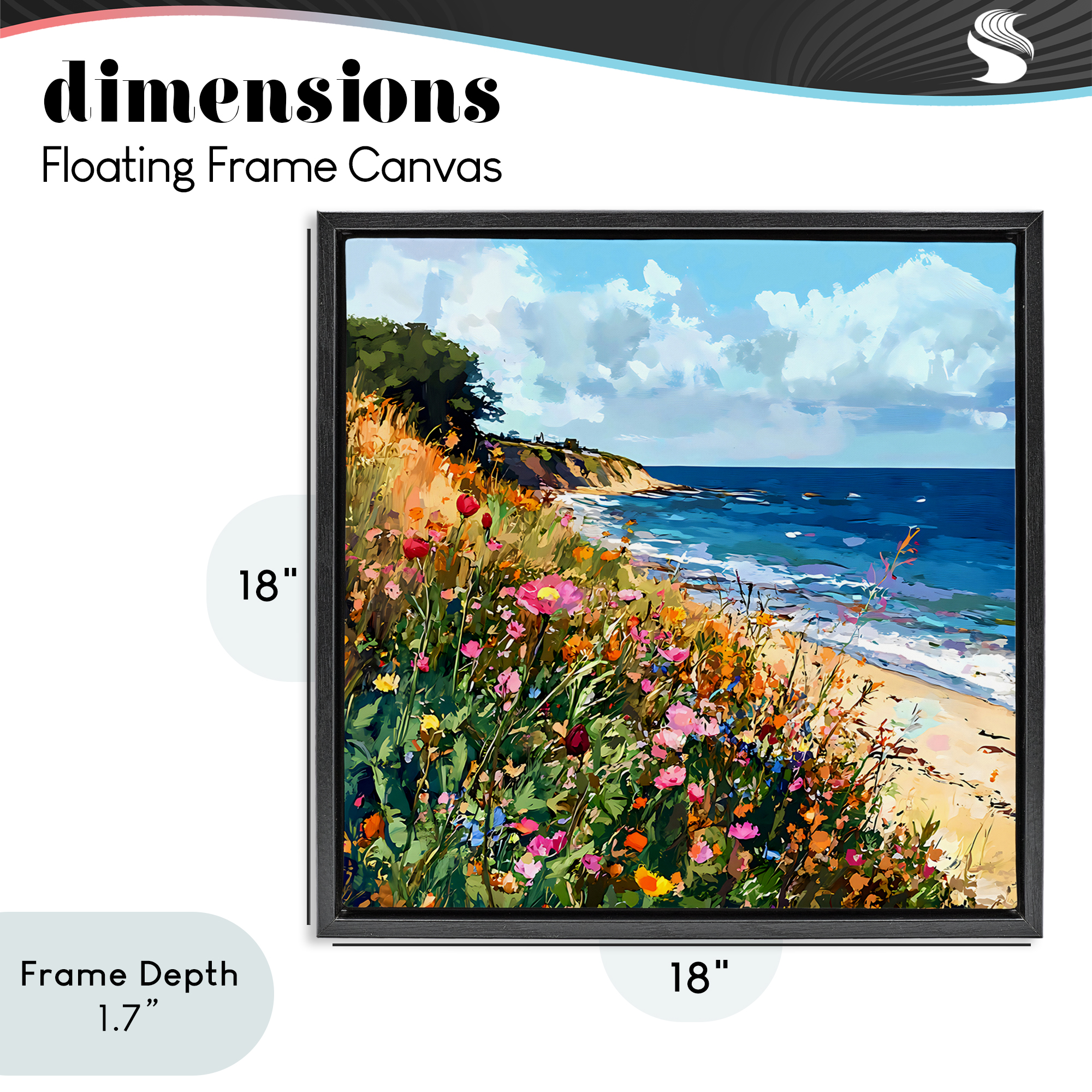Stupell Industries Enchanted Oceanside Meadow Black Framed Floater Canvas Wall Art, design by Creative Studio