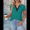 thumbnail image 3 of Camiseta de Corta con Cuello en V para Mujer, Verde Malaquita, Talla M, 3 of 6